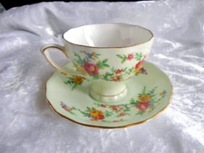 COLCLOUGH FINE BONE CHINA CUP & SAUCER PALE GREEN & WHITE BEAUTIFUL CONDITION