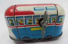 Vintage PASSENGER BUS Tin Litho JAPAN Wind Up Toy GOOD WORKING CONDITION 