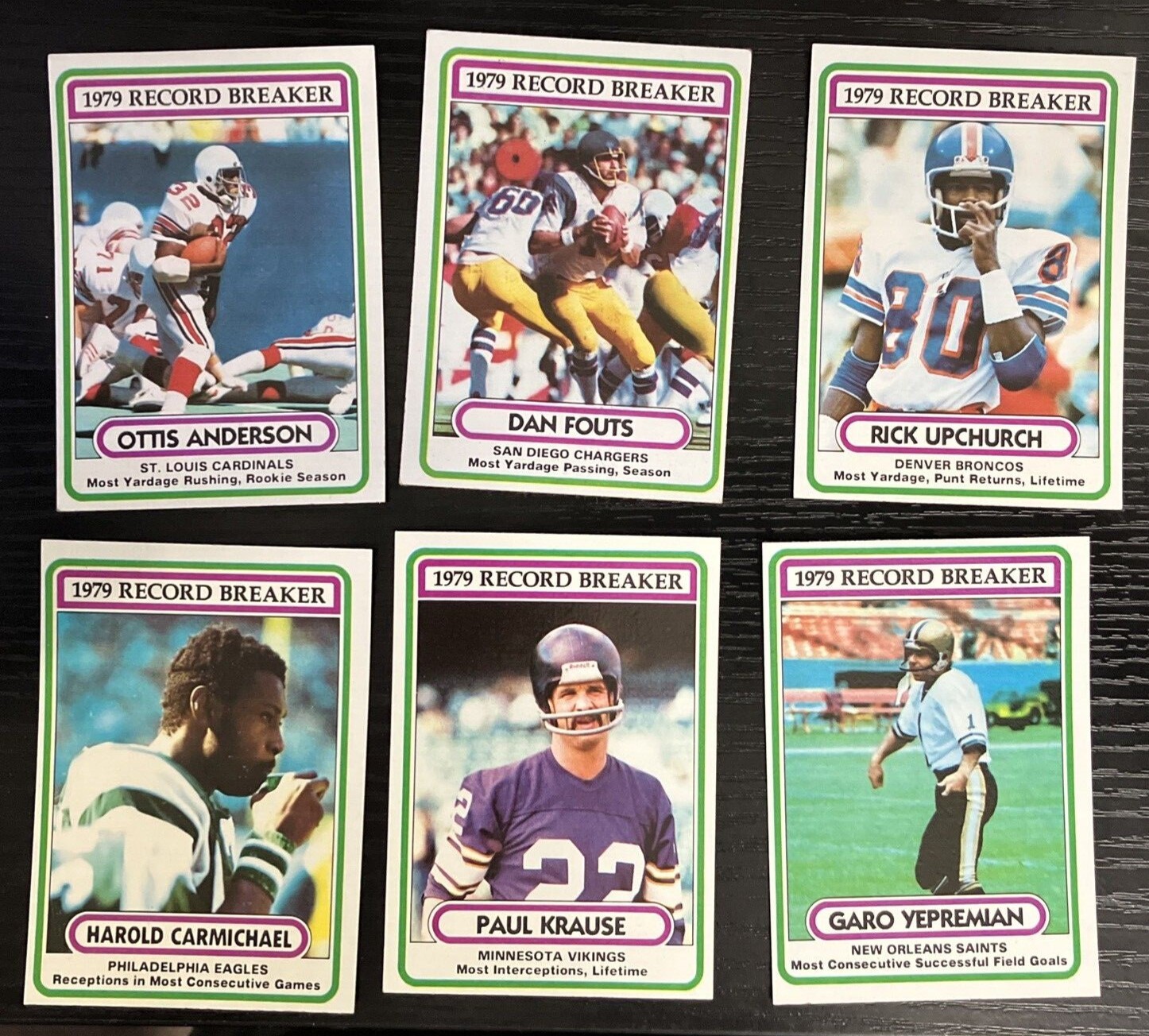 1980 Topps Football 1979 Record Breaker 6 card lot #1 Ottis Anderson RC ...