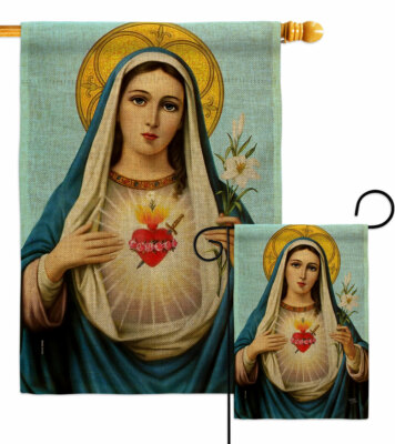 Prayer To Our Lady Burlap Garden Flag Religious Faith Decorative Yard Banner