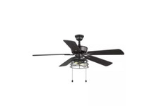 LED Indoor Matte Black Ceiling Fan with Light 52 in. Maple Dark Gray Walnut