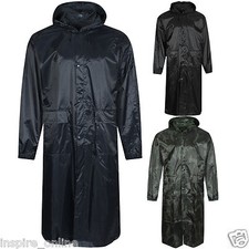 MENS WOMENS UNISEX LONG HOODED RAIN COAT WATERPROOF KAGOOL RAIN MAC COAT JACKET
