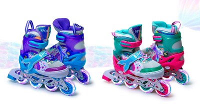 Meerjungfrau Inline Roller, 4 Größen verstellbare Schlittschuhe für Mädchen Kinder Leuchtrollen.