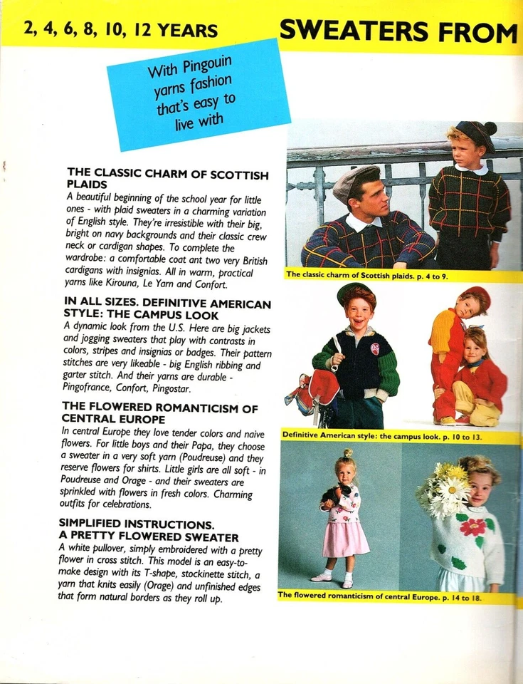 Pingouin Children 2 to 12 Year Winter Sweater Vintage Vintage Knitting Patterns - Image 3 of 4