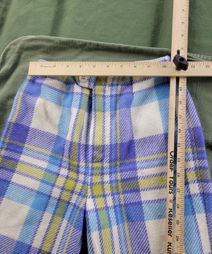 Vintage 1970s Plaid Flare Leg Bell Bottom Disco Pants Girls M 21 Waist - Picture 7 of 9