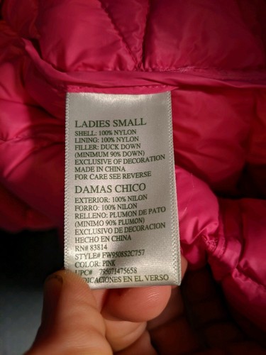 ¡NUEVO CON ETIQUETAS! Chaleco amortiguador de relleno de mandarina rosa brillante para mujer talla S pequeño $78 empacable - Imagen 9 de 11