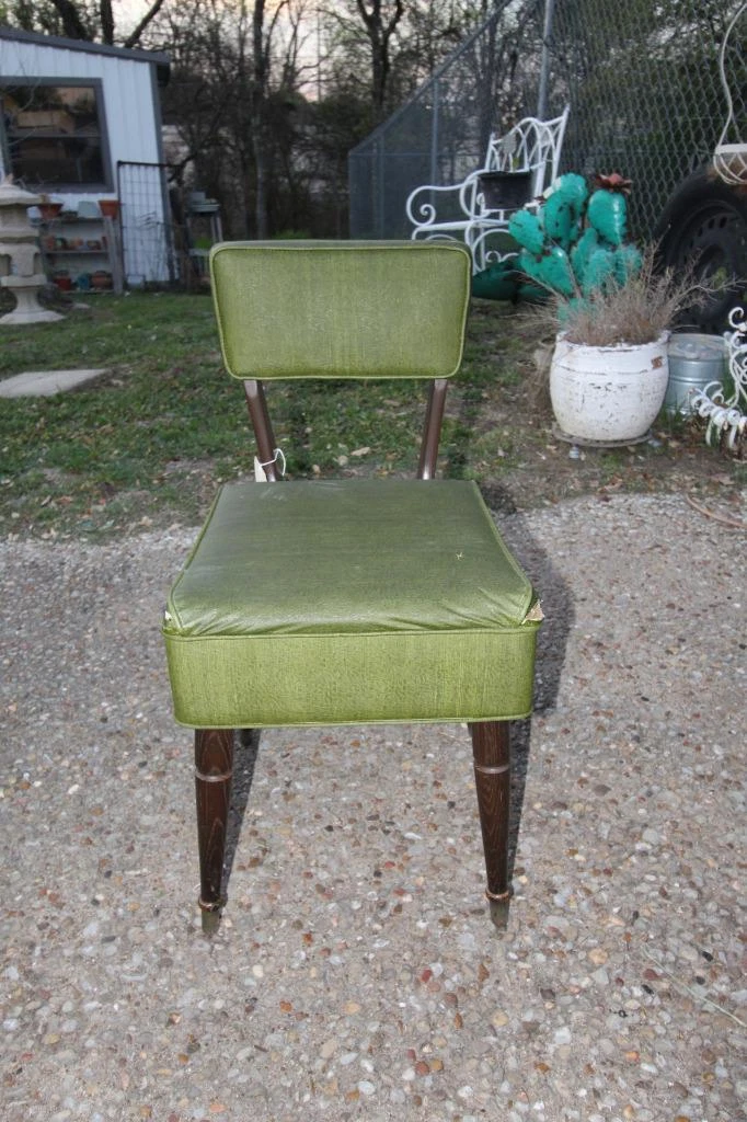 Vintage Mid Century Modern Sewing Chair With Back Green Storage