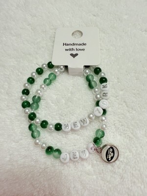 New York Jets~NFL Handmade Friendship Bead Bracelets~ Set of 2