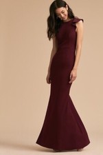 BHLDN Adrianna Papell ELIOT  8 Red Cabernet Belted Ruffle Back Formal