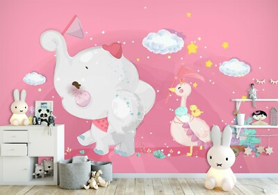 3D White Elephant G1106 Wallpaper Mural Self-adhesive Removable Sticker Joy