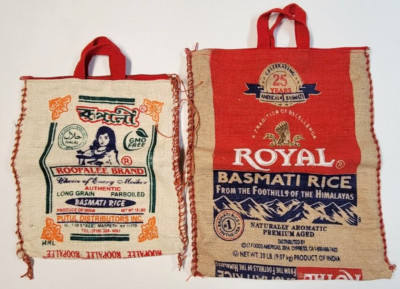 Royal Basmati Rice 2 Burlap Bag Totes Sacks with Zipper - No Rice ...