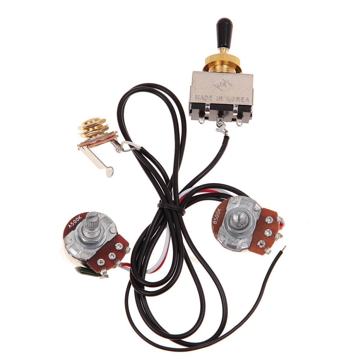 Guitar Two Pickup Wiring Harness 500K Toggle Black Great with Humbucker