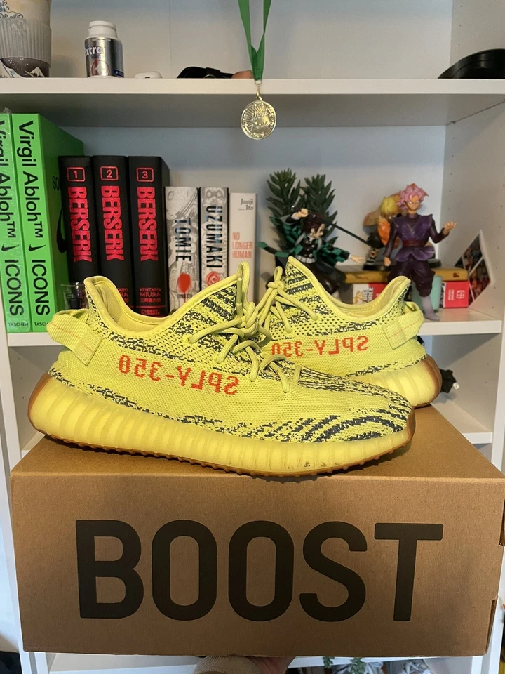 Size UK 8.5 - adidas Yeezy Boost 350 V2 Semi Frozen Yellow (2018), photo 1 of 3