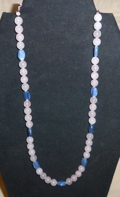 Jay King DTR Pink Rose Quartz Blue Kyanite Beaded Necklace Mine Finds 18''/21''