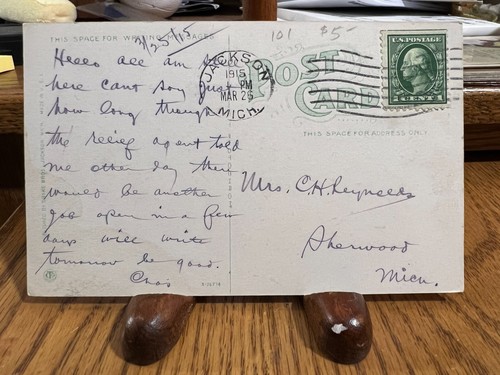 Postcard 1915 Michigan State Penitentiary Jackson Posted Green Washington Stamp - Picture 2 of 3