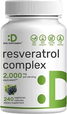 Resveratrol Complex 2,000Mg, 240 Veggie Capsules – Extra Strength Trans-Resverat