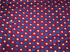 Americana Red Background White Stars and Blue Squares Cotton Fabric Quilt Craft