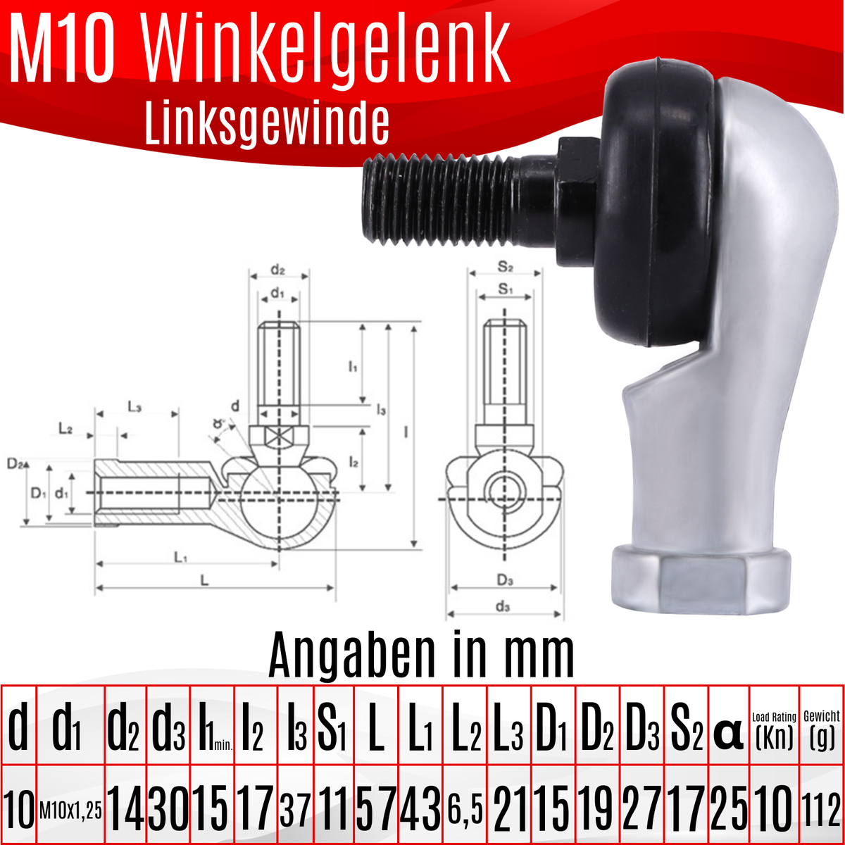 5 Stück CS10 M6 Kugelgelenk Lager - L-Form Mit Rechtsgewinde Selbstschmierend