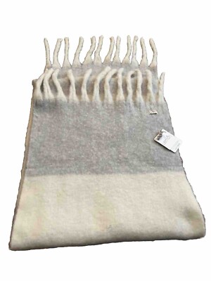 Lemon Thick Chunky Blanket Scarf Flecks Color Gray Extra Soft Wool Large