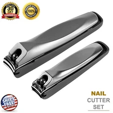 Toenail Clippers Finger Nail Cutter Set Manicure Pedicure Stainless Steel 2PCS