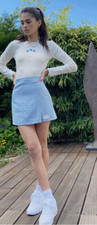 Nuevo con etiquetas £34 Urban Outfitters Cuadros Bengalina Muesca Mini Falda M Guinga Azul Marino