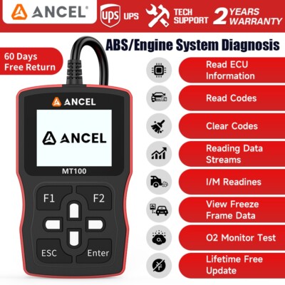 ANCEL MT100 Motorcycle OBD2 Diagnostic Scanner Check Engine ABS Code Reader