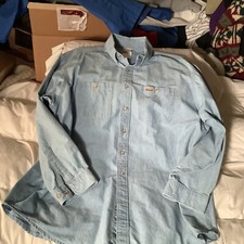  RARE VTG CARHARTT MENS BUTTON DOWN LONG SLEEVE WORK SHIRT XL QUALITY