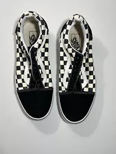 Vans Old Skool Checkerboard Men’s Size 9.5 Black White Cream Casual Skateboard