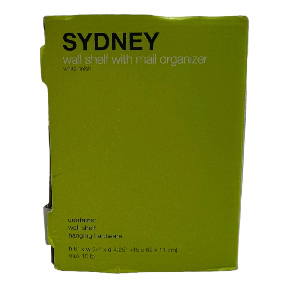 Perchero de madera de entrada soporte para correo estante de exhibición de pared ganchos de metal llaves blanco Foto 4 de 4