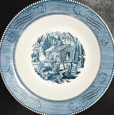 C1950 Currier & Ives Royal Blue Vegetable Serving Bowl Sweet Home Replacement