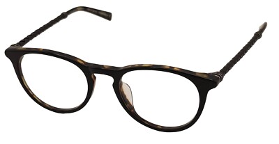 John Varvatos Mens Black Tortoise Eyeglass Plastic Round Frame 49mm 