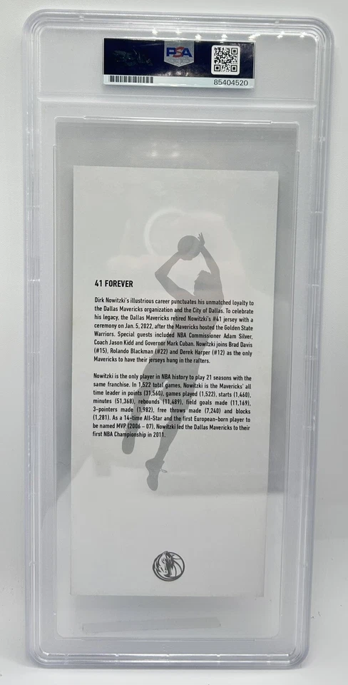 Dirk Nowitzki Signed #41 Jersey Retirement Ticket Stub Psa/Dna Dallas Mavericks - Image 3 of 3