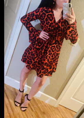 short black flowy long sleeve dress