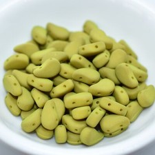 30 Beads - Paisley Duo Two Hole Matte Velvet Lemongrass Czech Glass