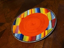 Nancy Green Dash of That Desert Paintbrush Striped Salad plates 9" Red