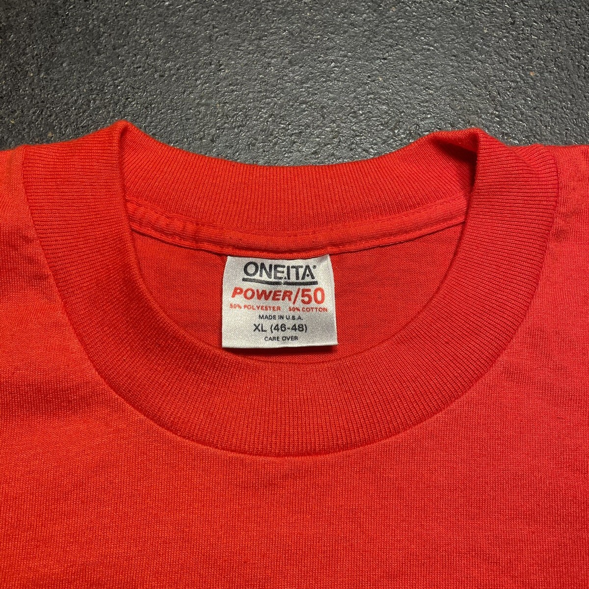 Vintage Oneita Power 50 Plain Red Blank T-Shirt Size XL Vintage Oneita Power 50 Plain Red Blank T-Shirt Size XL