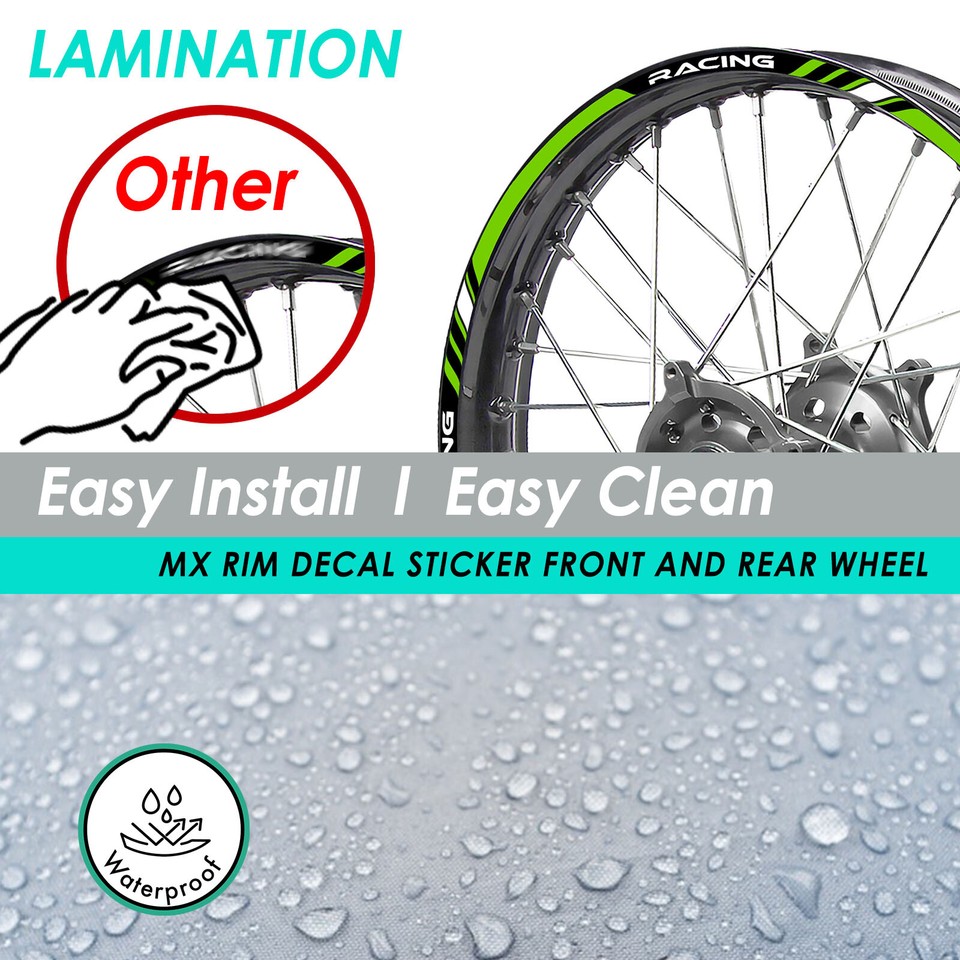 Yellow 21" 19" W01B Dirt Bike Rim Stickers For Yamaha YZ 450F 1421 20