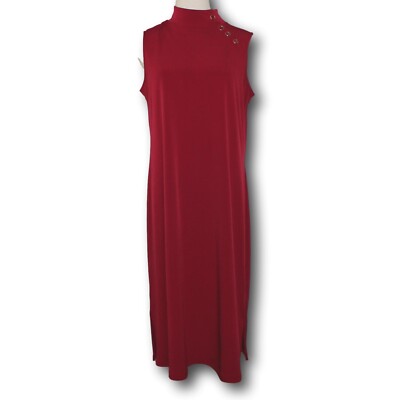 SUSAN GRAVER (M) A516372 Liquid Knit Mock Neck Dress Dark Red