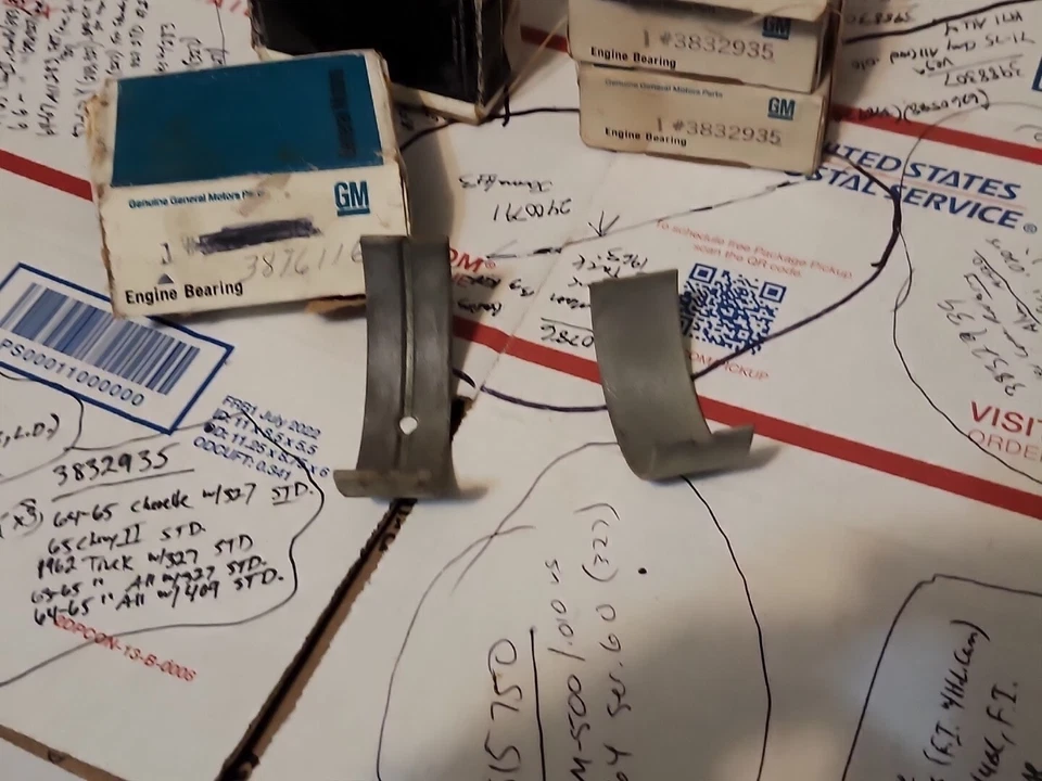 NOS 64-66 CHEVELLE CHEVY II CON 327 JUEGO DE 5 RODAMIENTOS DE VARILLA 3832935 X3 3876126 X2 STD Foto 4 de 4