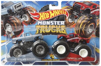 SILVERADO vs RAPTOR F150 Auto Hot Wheels Monster Trucks Demolition Doubles