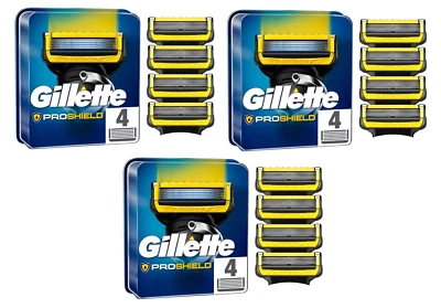 Lot 3 pack = 12 Lames GILLETTE PROSHIELD Recharge Rasoir FUSION 5 Gilette Chill