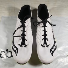 Saucony Spitfire 5 White Black Yellow Running Track Cleats S29055-2 Men's Sz 12