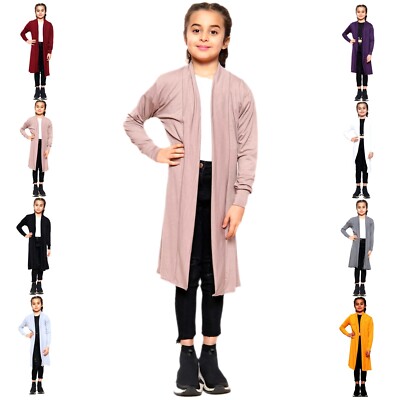 Mädchen Langarm Strickjacke vorne offen Boyfriend Uni Mode Maxi Pullover