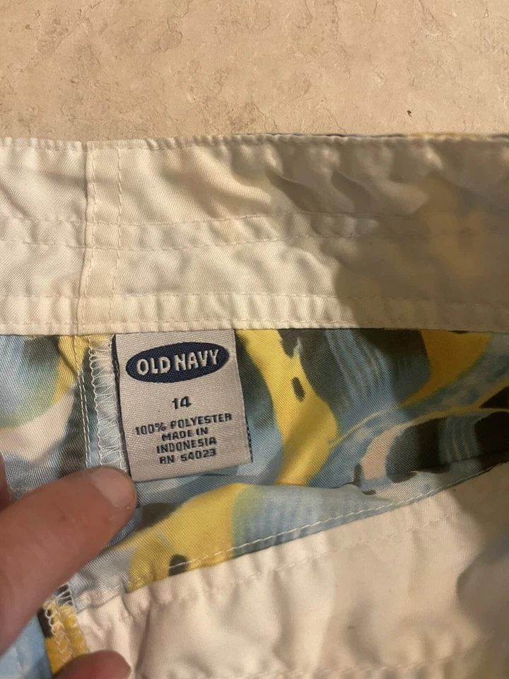 Old Navy Board Shorts Niñas Traje de Baño Cubierta Talla 14 Azul Amarillo Foto 2 de 4