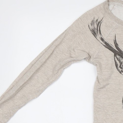 Warehouse Womens Beige Cotton Blend Henley Sweatshirt Size 6 - Stag - Picture 8 of 12