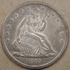 1863-S Seated Liberty Half 50c XF as Pictured Popular Civil War Date
