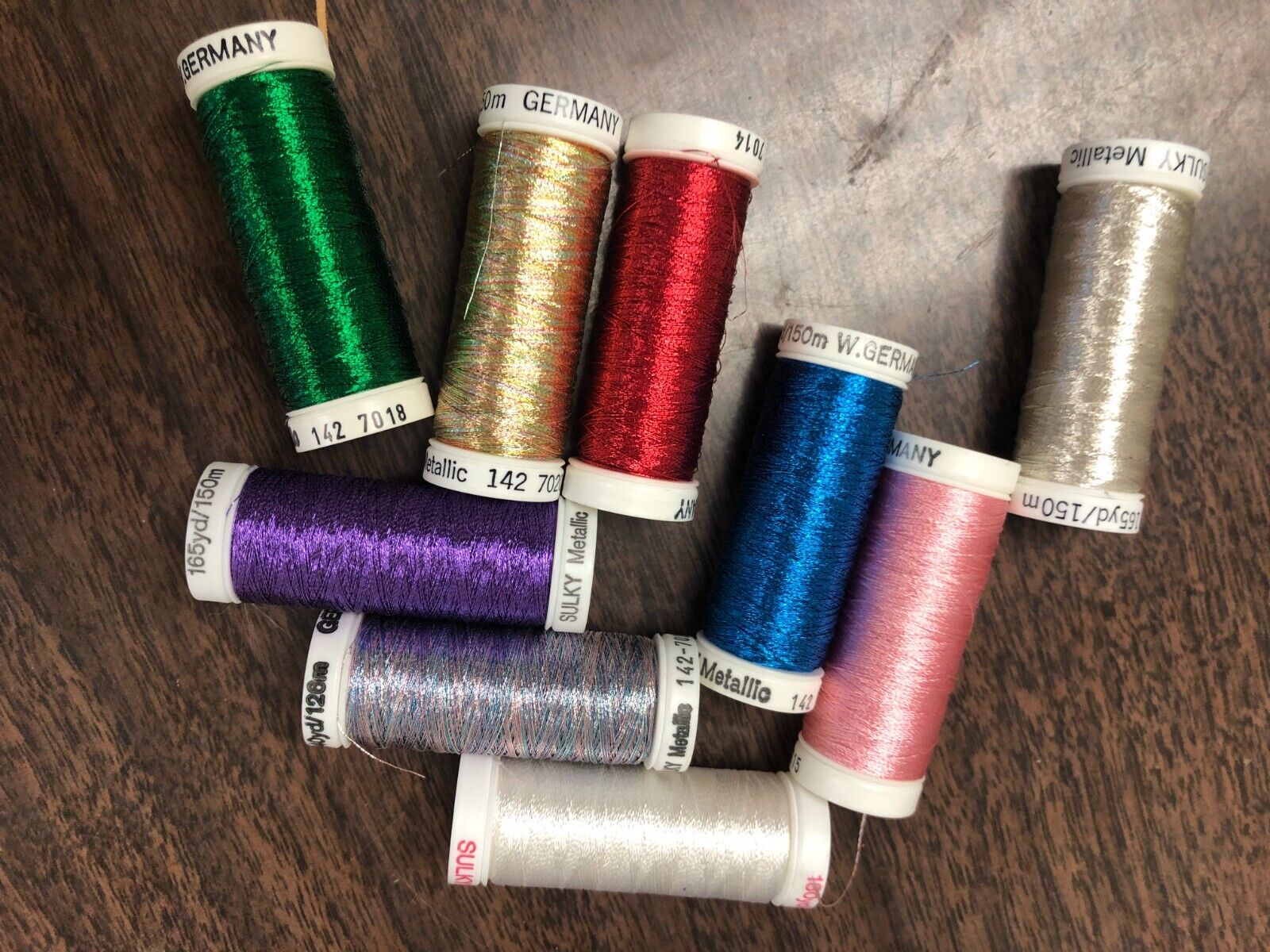 9 Spools Sulky SHINY EMBROIDERY THREAD Mixed Colors