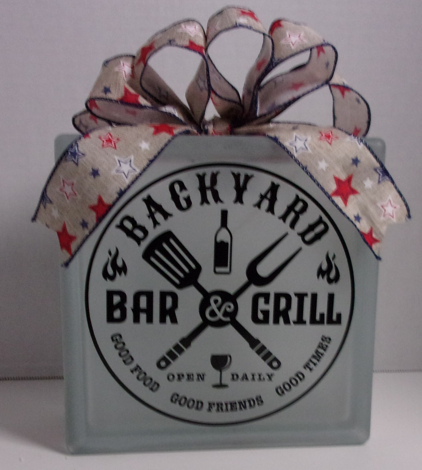 Backyard Bar & Grill Lighted Glass Block eBay