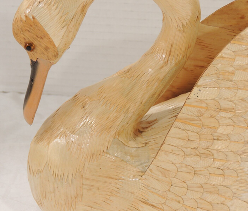 Vintage Asian Wooden Swan Duck Decoy Figurine Glass Eyes Wood Pieces Handmade - Picture 2 of 18