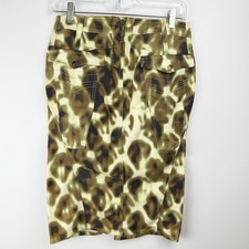 Vtg JUST CAVALLI Denim Camo Signature Pencil Skirt 38 Gold Stitching Zip Italy